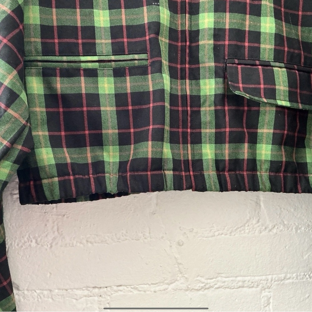 Vintage Y2K Teddy Fresh Cropped Plaid Jacket Zip Up Preppy Retro Grunge Size M - Picture 5 of 13